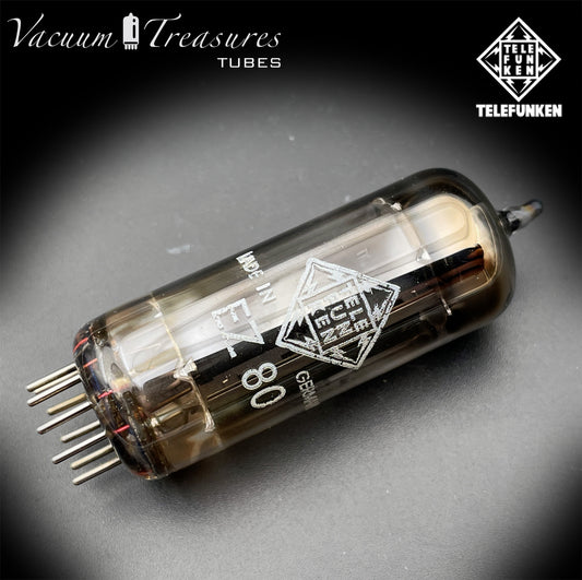 EZ80 / 6V4 TELEFUNKEN Ulm Diamond Bottom Halo Getter Rectifier Tube Made in Germany