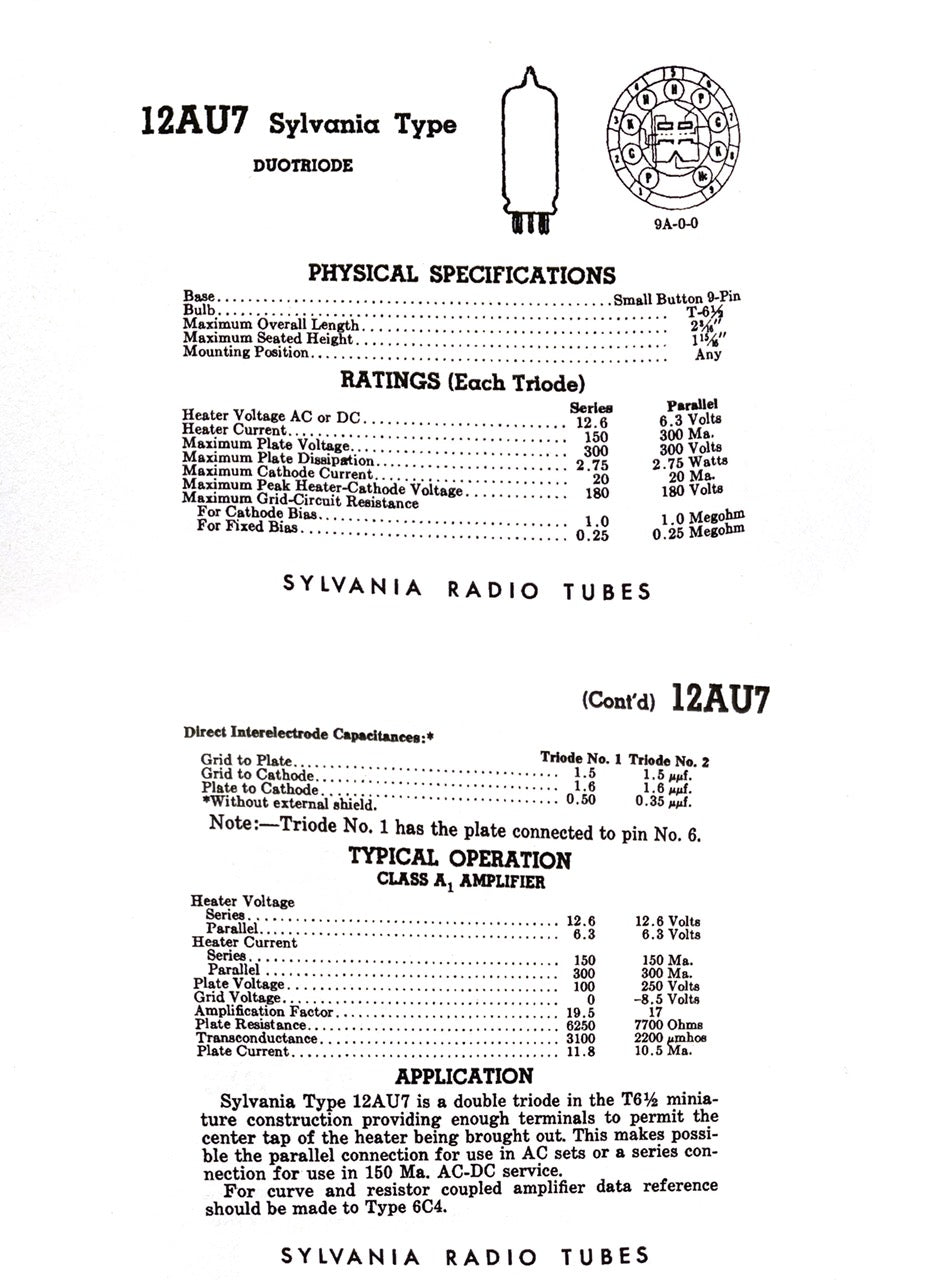 12AU7A ECC82 SYLVANIA Matched Pair Short Gray Plates Square Getter Tubes Made in USA '47