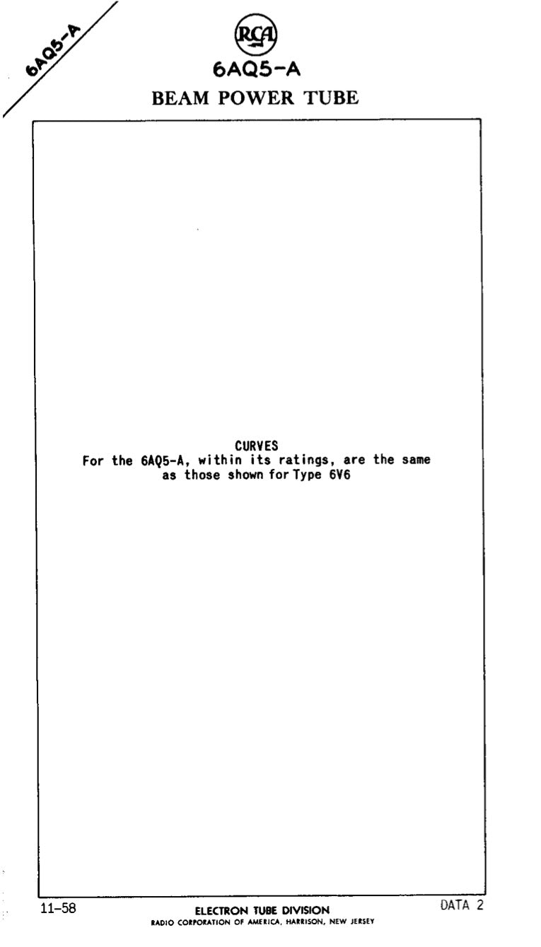 6AQ5 A ( EL90 ) RCA NOS Black Plate Halo Getter Made in USA ’59