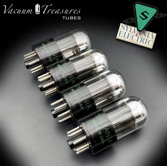 6SN7GTA NOS SYLVANIA CHROME TOP Matched Quad Same Code AMPLITREX Low Noise Tubes