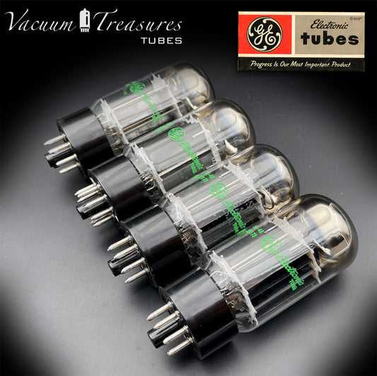6AS7GA / 6080 GE NOS NIB Matched Quad Black Plates Green Print AMPLITREX Tested