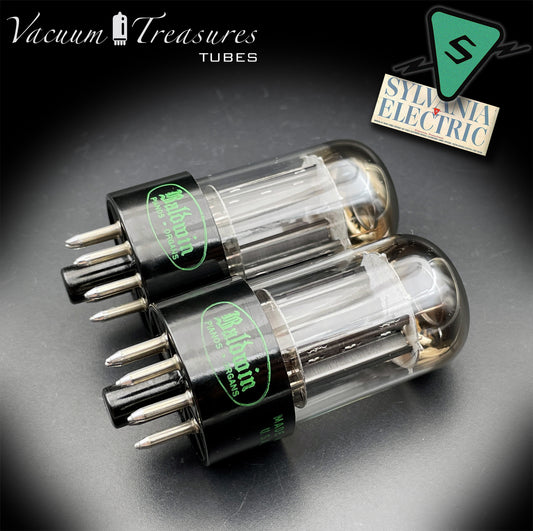 6SN7GTB Baldwin by SYLVANIA Matched Pair Black Plates Tubes Same Codes Made in USA '61