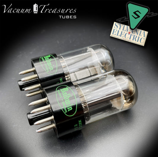 6SN7GTB Baldwin by SYLVANIA Matched Pair Black Plates Tubes - Same Codes - Made in USA '61
