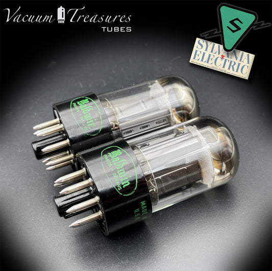 6SN7GTB Baldwin by SYLVANIA Matched Pair Black Plates Tubes - Same Codes - Made in USA '61