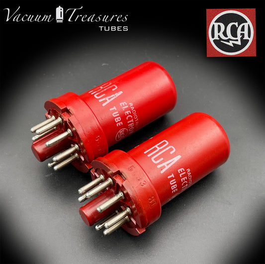 5693 ( CV3699 ) RCA NOS SPECIAL RED AMPLITREX Matched Pair Tubes MADE IN USA '52