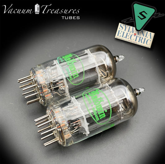 12AX7 / ECC83 Baldwin by Sylvania Matched Pair Long Gray Plates Halo Getter Made in USA