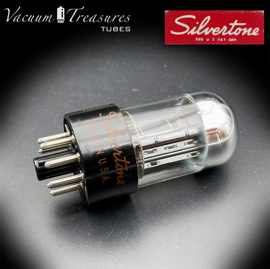 6SN7GTB NOS NIB Silvertone by SYLVANIA CHROME TOP Tested Tube Black Plates USA