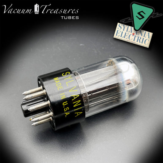 6SN7GTB NOS NIB SYLVANIA CHROME TOP Export Quality AMPLITREX Tested Tube Black Plates USA '50s