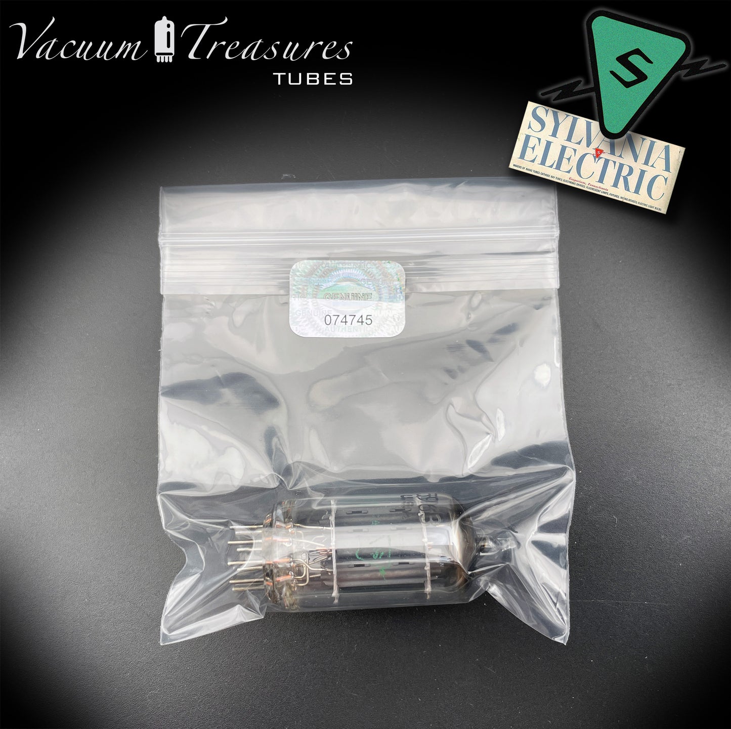 5963 ( 12AU7 ) SYLVANIA Halo Getter Long Plates Tested Tube Made in USA '50s