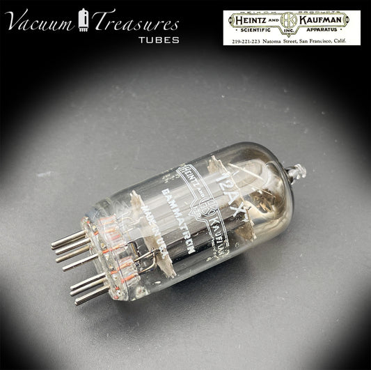 12AX7 / ECC83 NOS Heinz & Kauffman – Gray Plates Foil Dimpled Getter – Made in USA ‘50s – AMPLITREX Tested – Low Noise