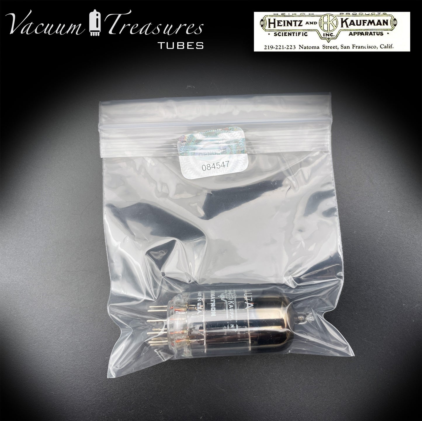 12AU7A / ECC82 Heinz & Kauffman Black Plates Horse Shoe Getter Made in USA