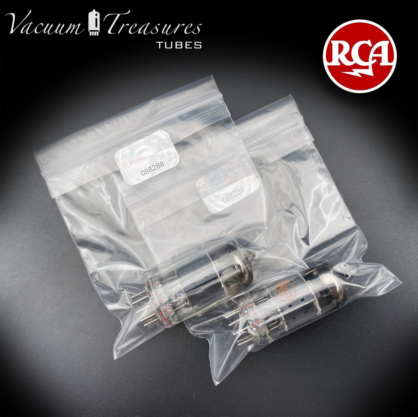 12AX7 / ECC83 RCA Short Gray Plates Halo Getter Matched Pair Tubes Made in USA '60s