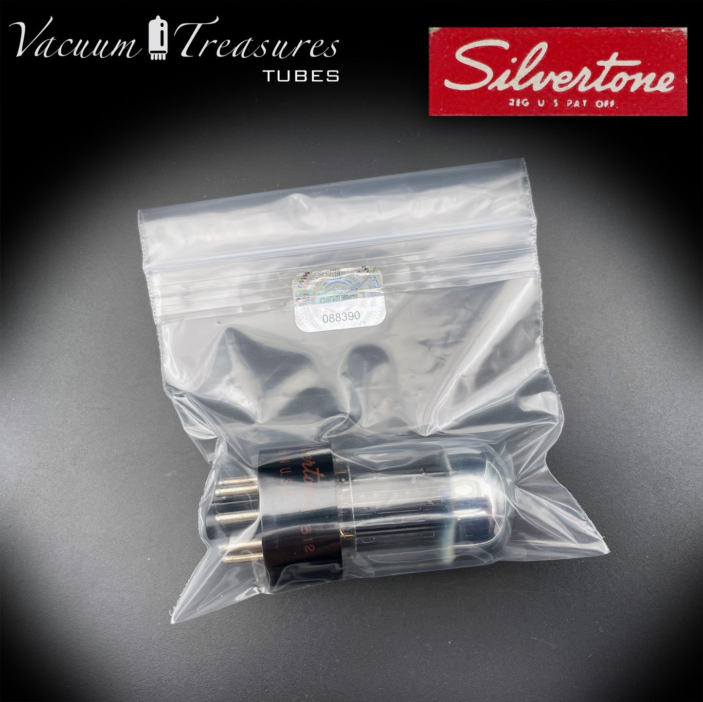 6SN7GTB NOS NIB Silvertone by SYLVANIA CHROME TOP Tested Tube Black Plates USA
