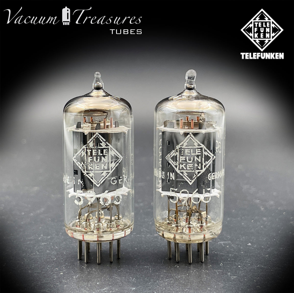 5965 / E180CC NOS TELEFUNKEN Matched Pair Diamond Bottom Made in GERMANY