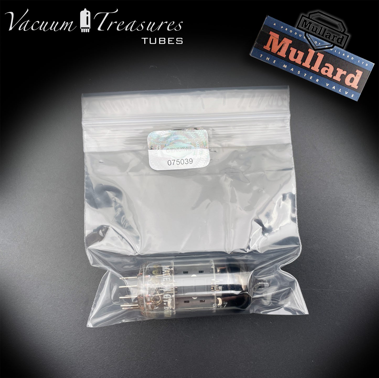 12AX7 / ECC83 NOS MULLARD Blackburn 1959 – Short Gray Plates – Halo Getter – Balanced Section