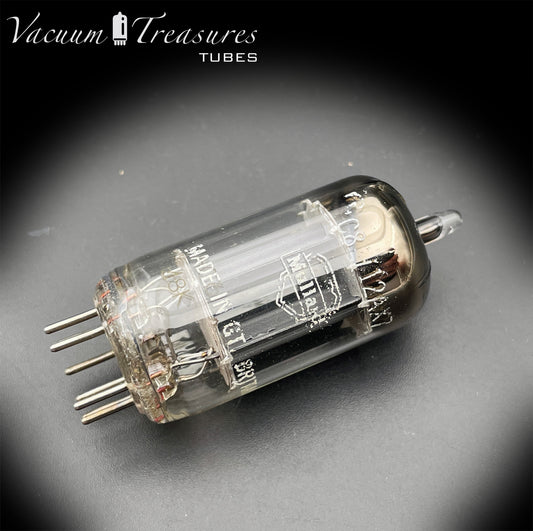 12AX7 / ECC83 NOS MULLARD – Heerlen 1958 – Long Gray Plates – Foil Getter – AMPLITREX Tested