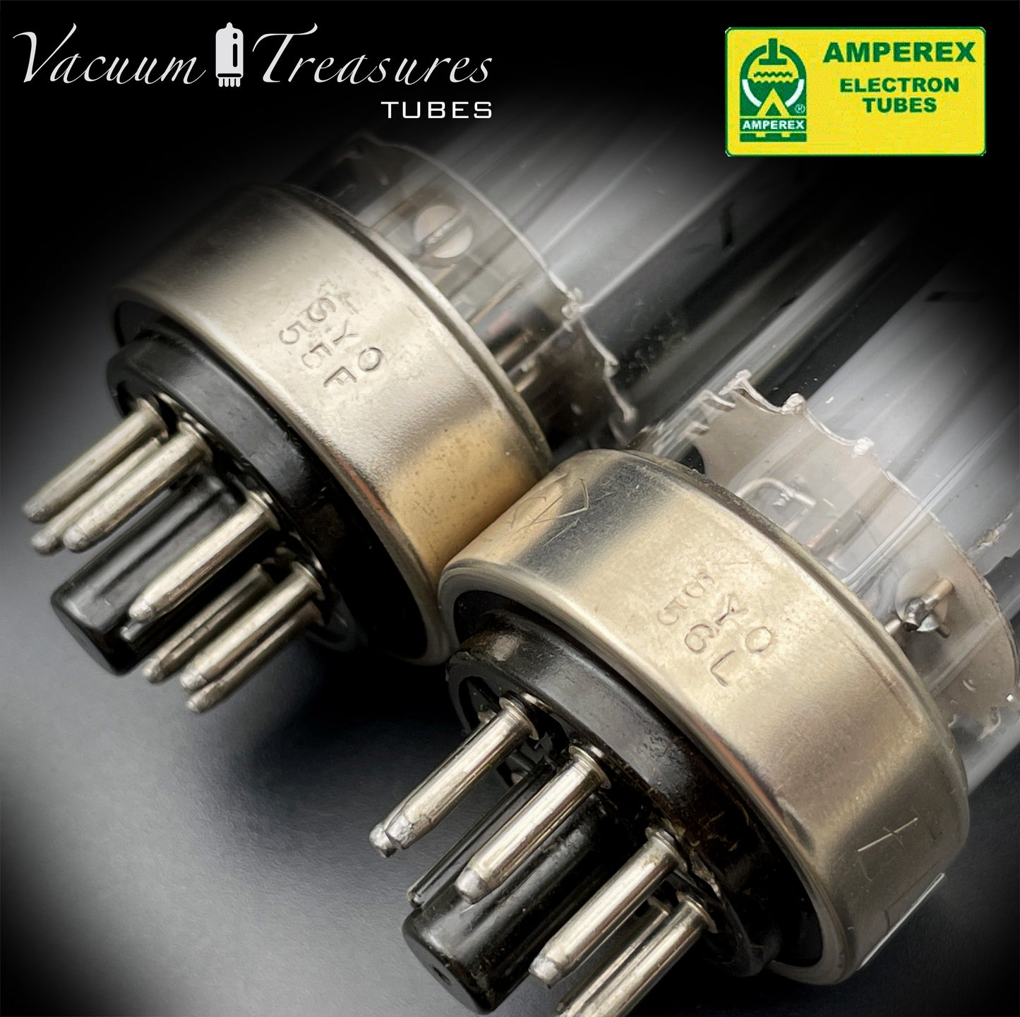 6CA7 EL34 AMPEREX by PHILIPS Eindhoven Metal Base ’55 One-Piece Disc Getter Matched Pair Amplitrex Tested Curves Included