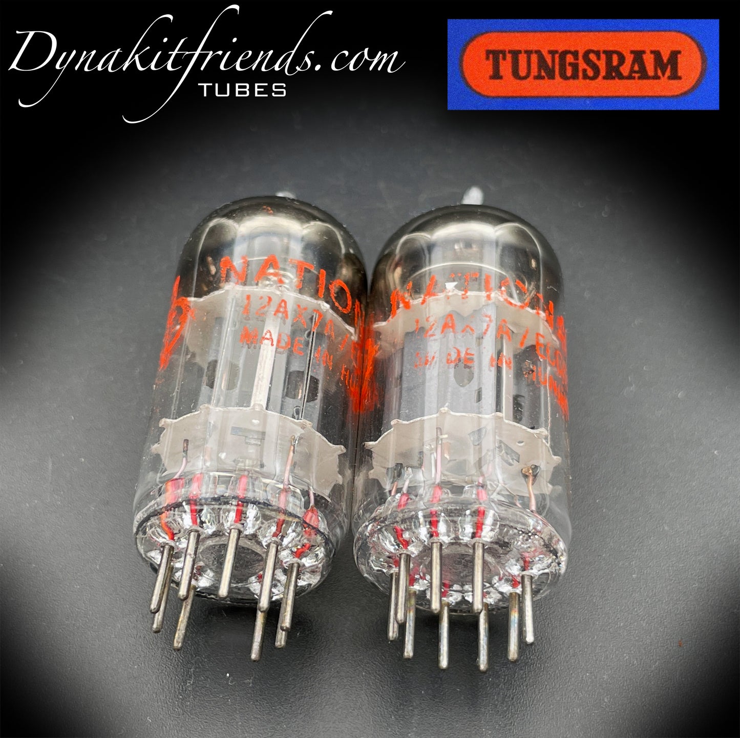 12AX7 A ( ECC83 ) TUNGSRAM Short Gray Plate Dual Post O Getter Matched Tubes Made in Hungary