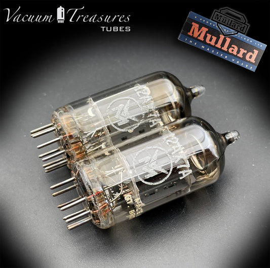 12AX7 / ECC83 MULLARD Blackburn Short Gray Plates Halo Getter - Same Code I61 B1C - AMPLITREX Tested Pair - Low Noise & Microphonics