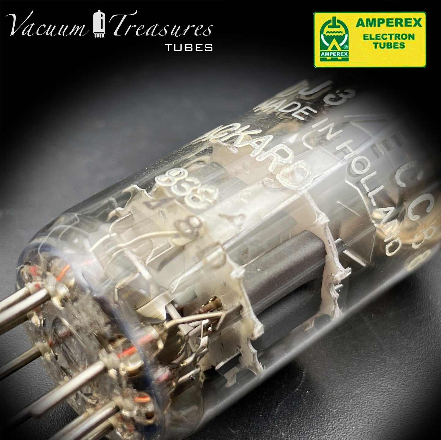 ECC88 6DJ8 HP by AMPEREX Heerlen Factory Tested Tube Made In Holland '68