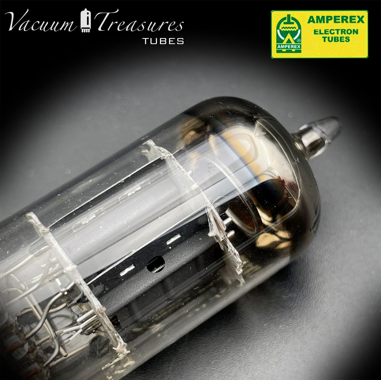 12AX7 ( ECC83 ) NOS AMPEREX Bugle Boy Short Plates Halo Getter Tested Tube MADE IN HOLLAND