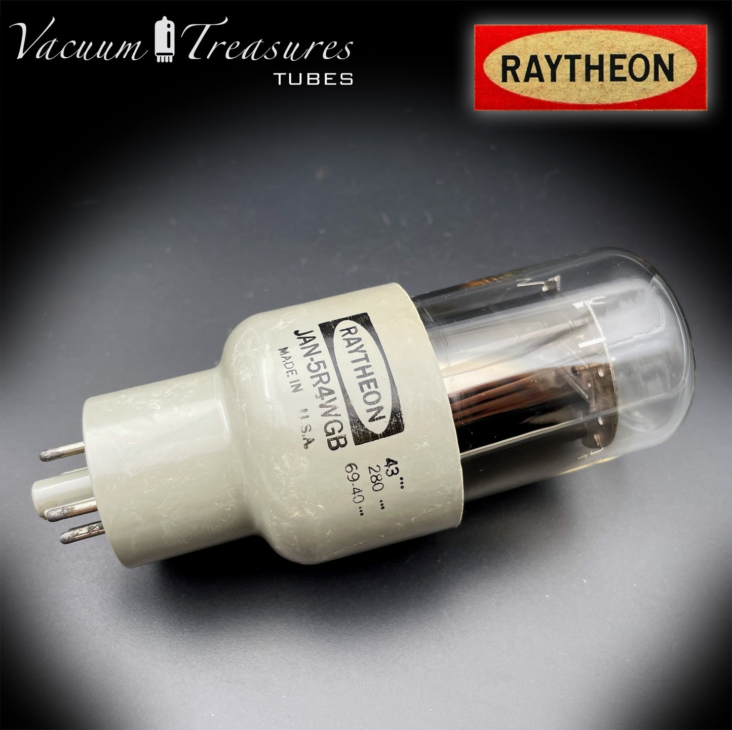 5R4WGB RAYTHEON NOS NIB Black Plates Hanging Filaments – Funke W19 Tested USA '69