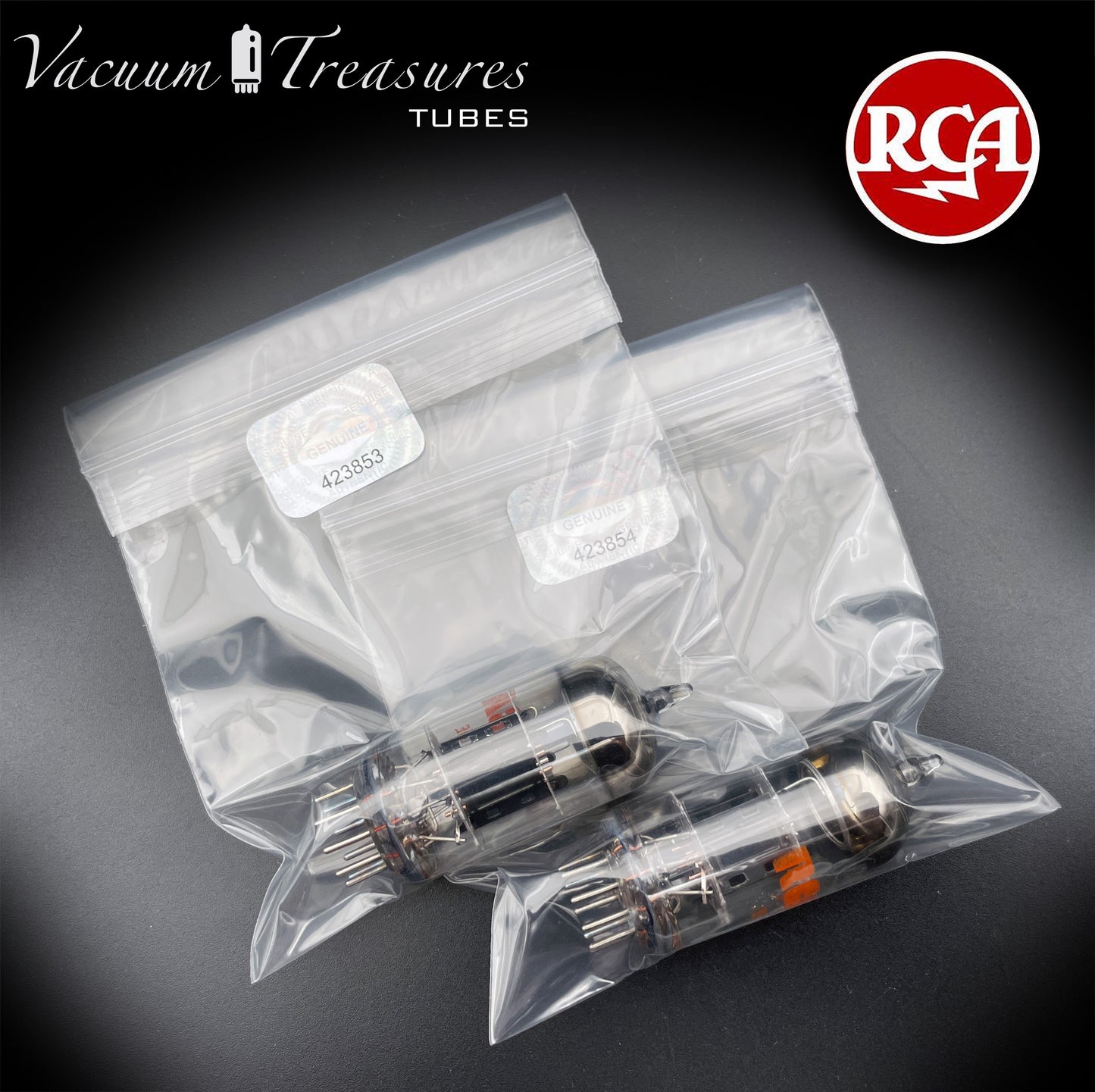 12AV7 RCA NOS NIB Black Plates Halo Getter Matched Pair Tubes Made in USA