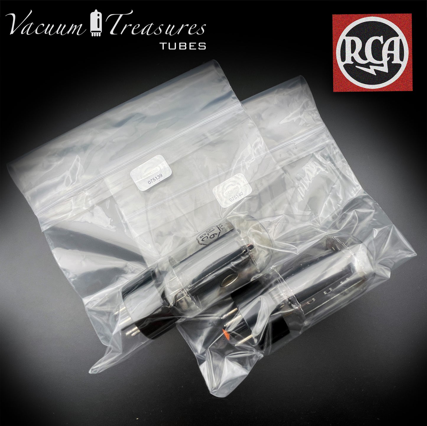 6L6GC RCA Black Plates Side Halo Getter – AMPLITREX Matched Pair – Made in USA – Like NOS
