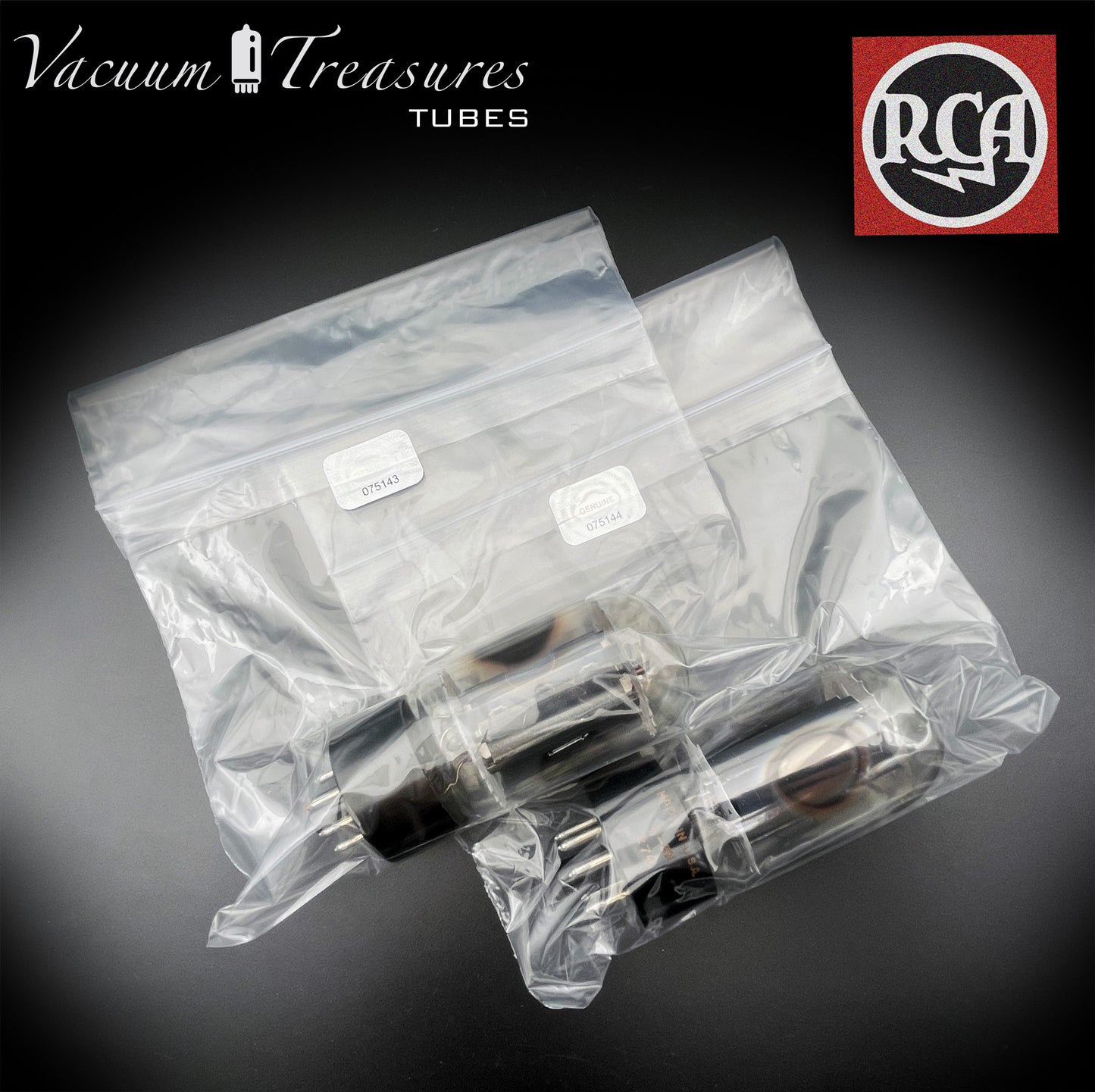 6L6GC RCA Black Plates Double Side D Getter – Matched Pair – Amplitrex Tested – Made in USA 1961