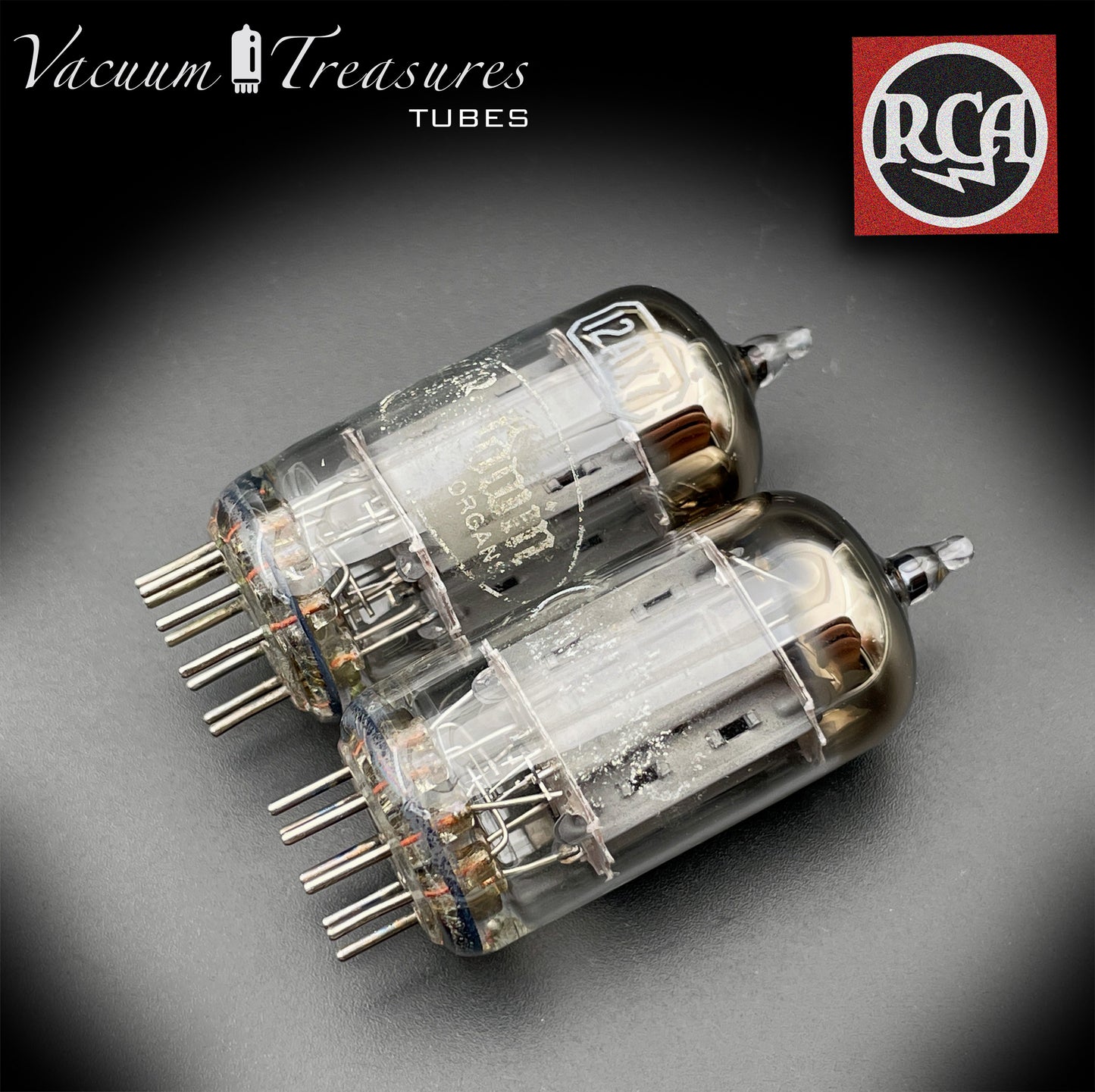 12AX7 ( ECC83 ) RCA Brand Baldwin Long Gray Plates Square Getter Matched Tubes MADE IN USA '59