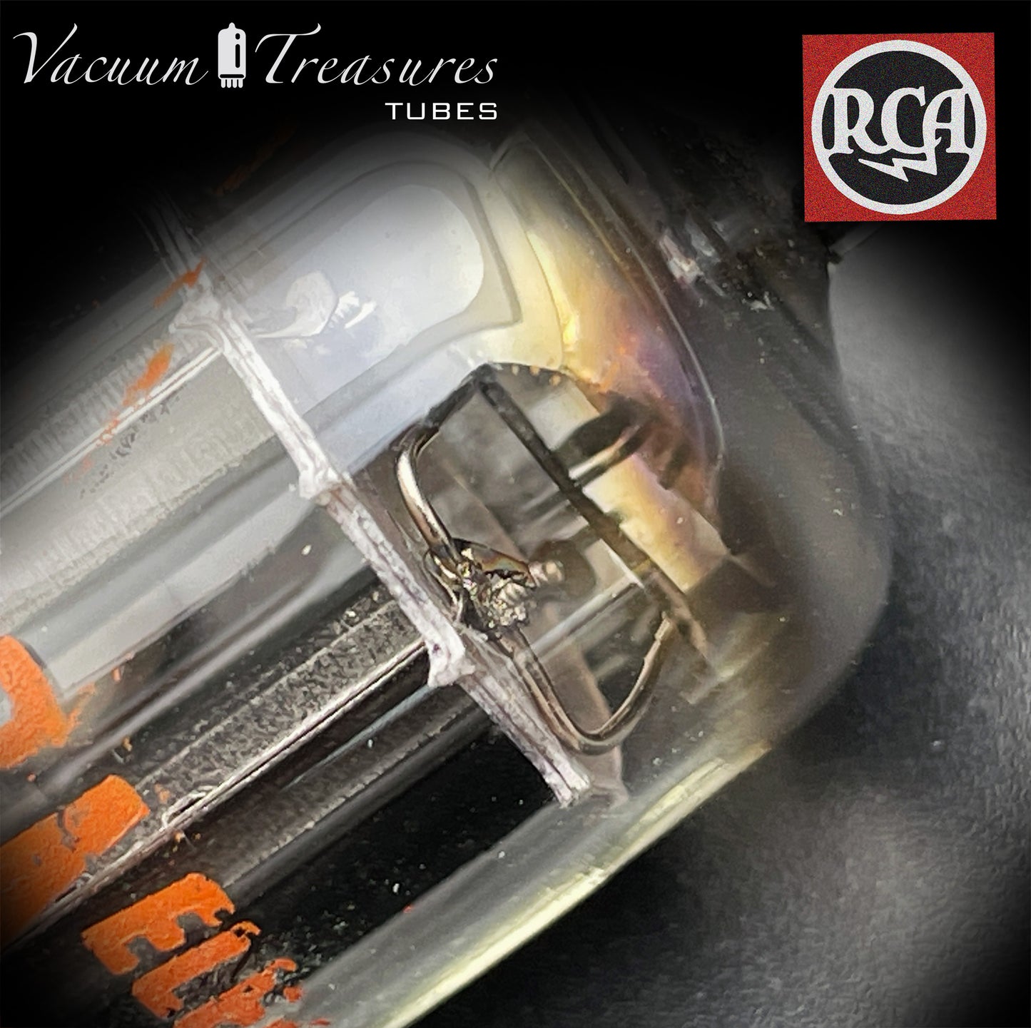 12AX7 / ECC83 RCA Long Black Plates Square Tilt getter - Balanced - Low Noise & Mic - Made in USA '58