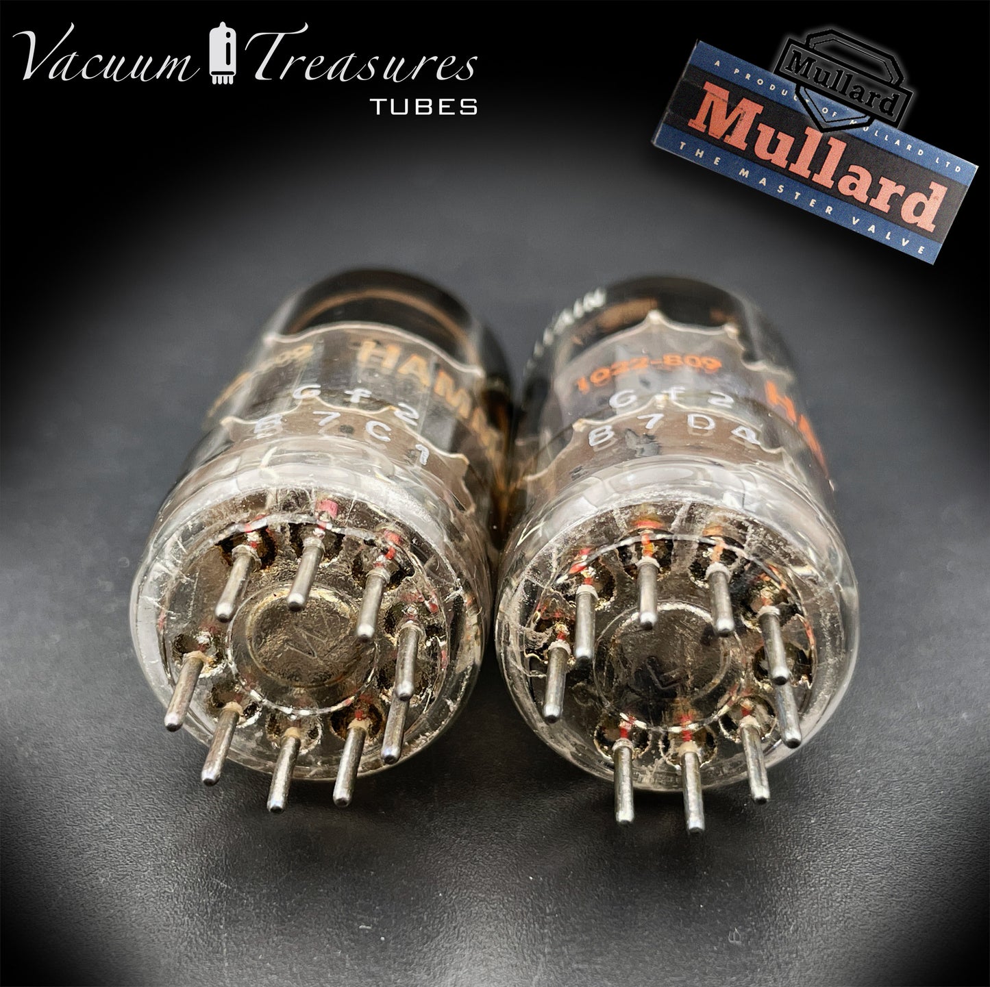 12AU7 ( ECC82 ) MULLARD Blackburn Short Plates Matched Pair Tubes Made in GT. BRITAIN