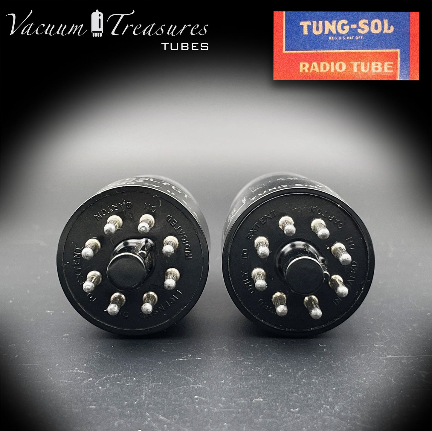 6SL7 GT ( VT-229 ) TUNG-SOL JAN CTL Black Glass Black Round Plates Matched Tubes Made in USA '50s