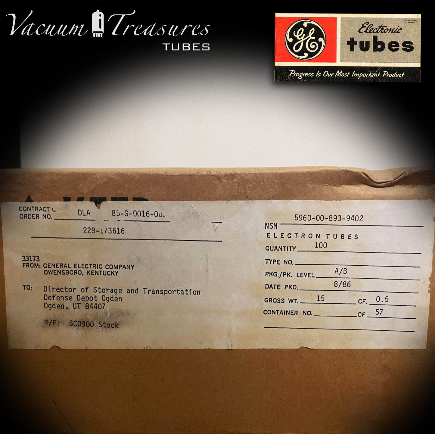 6AS7GA / 6080 GE NOS NIB Black Plate Green Print Matched Pair AMPLITREX Tested