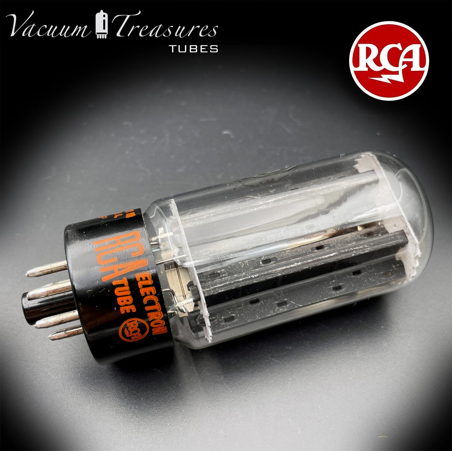 5V3A 5AU4 RCA NOS NIB Black Plates Round Getter Rectifier Tube - Amplitrex Tested - Made in USA