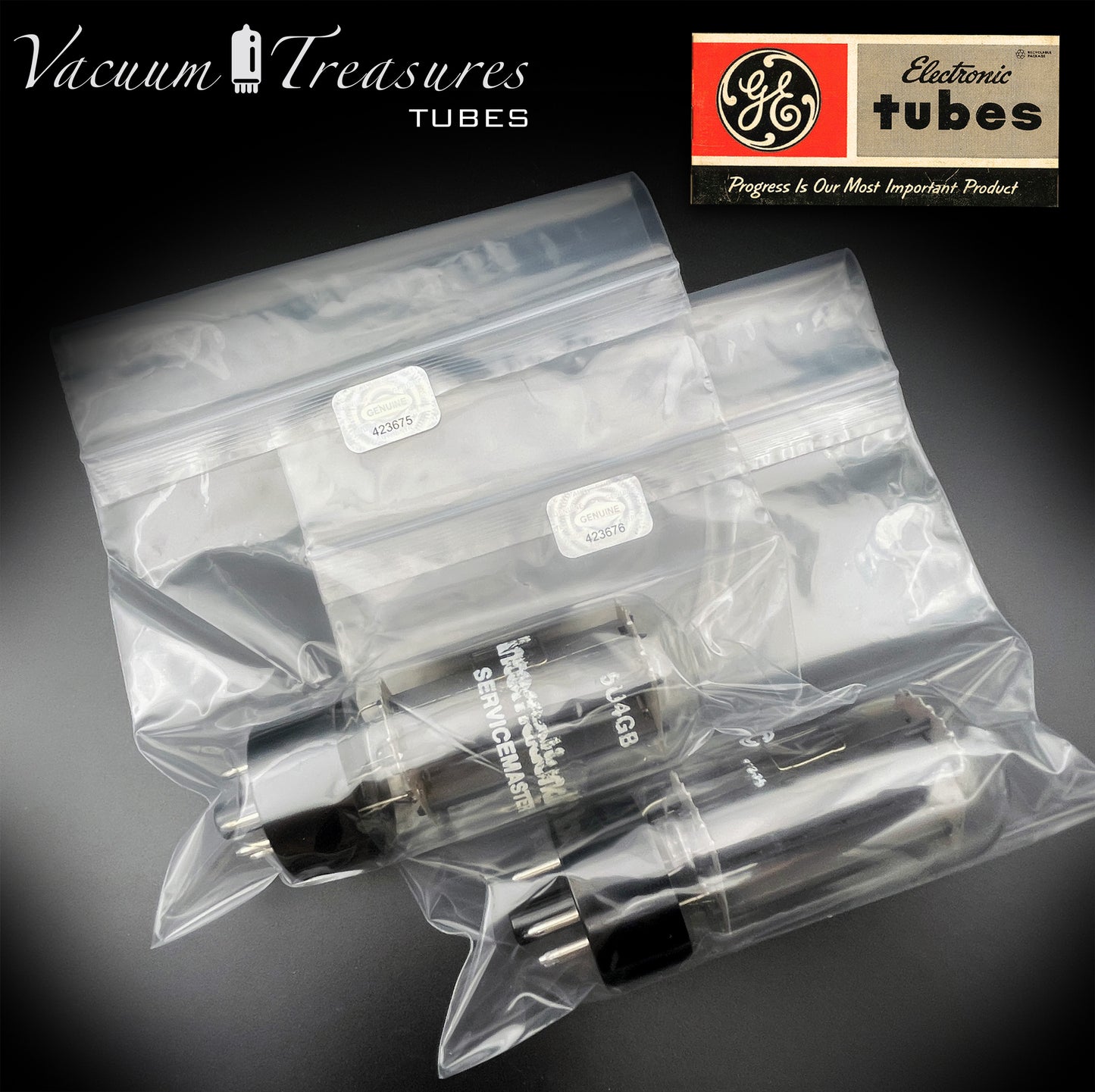 5U4 GB  5AS4A GE/International NOS NIB Gray Plates Side Square Getter Matched Pair Tubes Rectifiers Made in USA