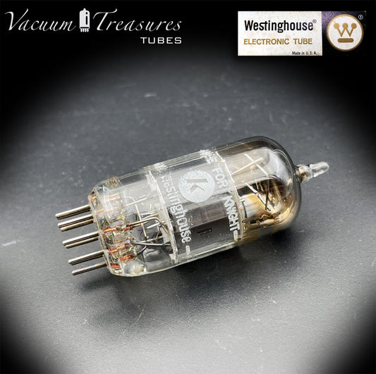 12AX7 / ECC83 Knight by Westinghouse Short Gray Plates Square Getter Tube Made in USA '50s