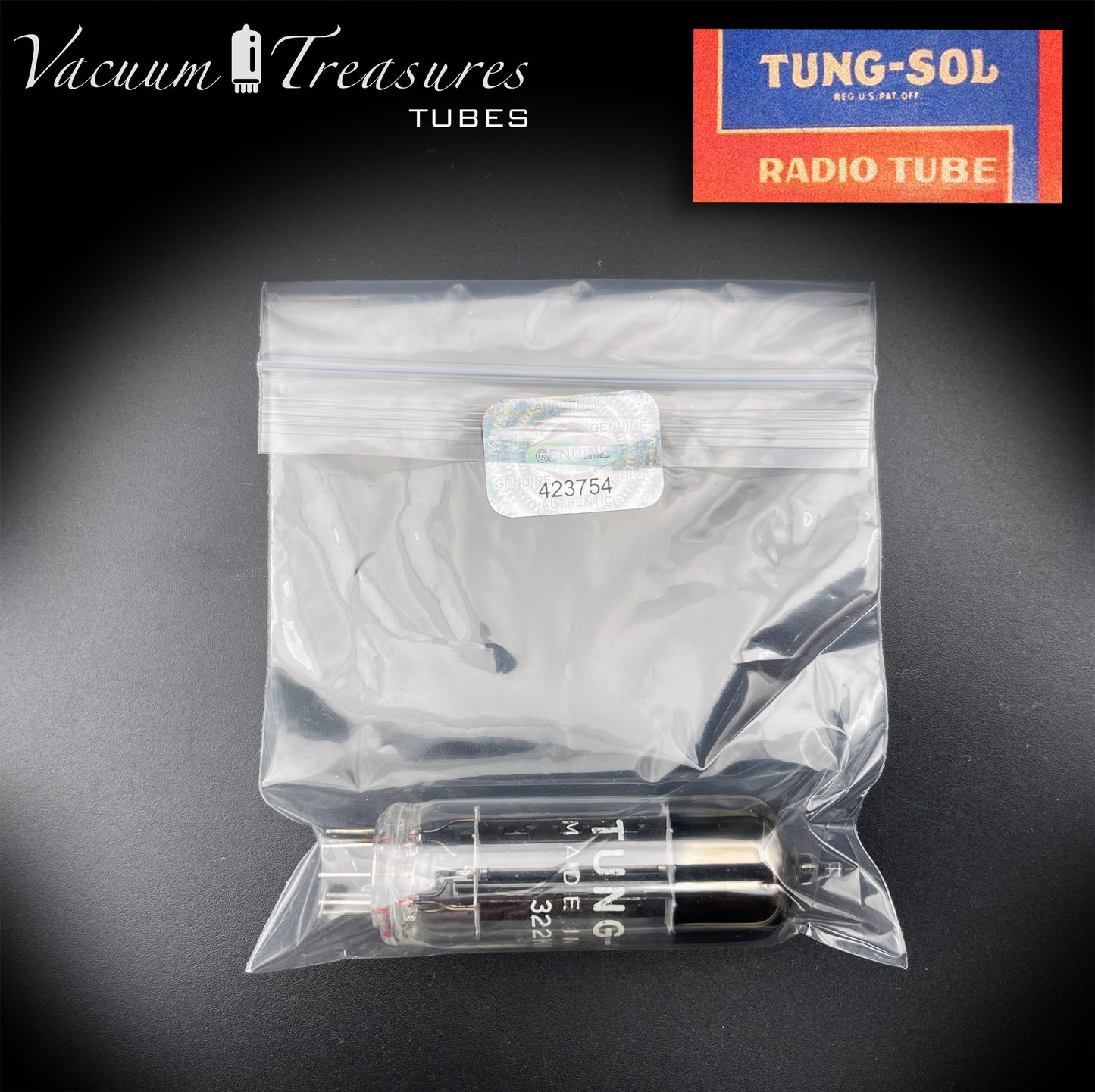 12X4 TUNG-SOL NOS NIB Black Plates Square Getter Tube Rectifier Made in USA '50s