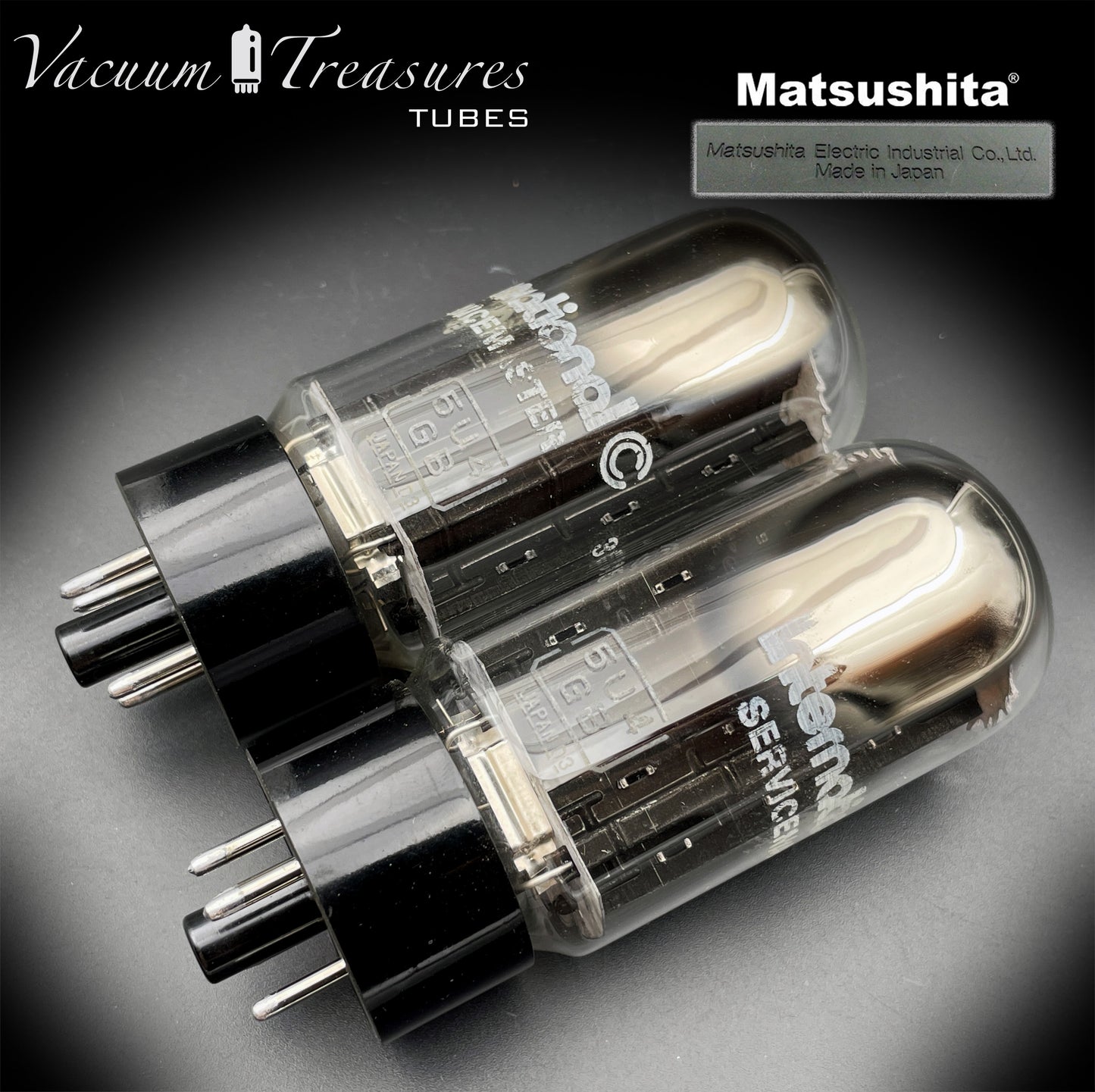 5U4GB 5AS4A NOS NIB MATSUSHITA/International Black Plates Matched Pair Tubes Top Side Halo Getter Rectifiers Made in JAPAN – Same Factory Code