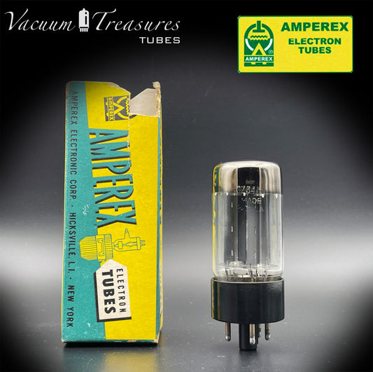 5AR4 ( GZ34 ) NOS AMPEREX by Philips Sittard f31 X9A DD Getter, Tested Tube Rectifier MADE ID HOLLAND '50s