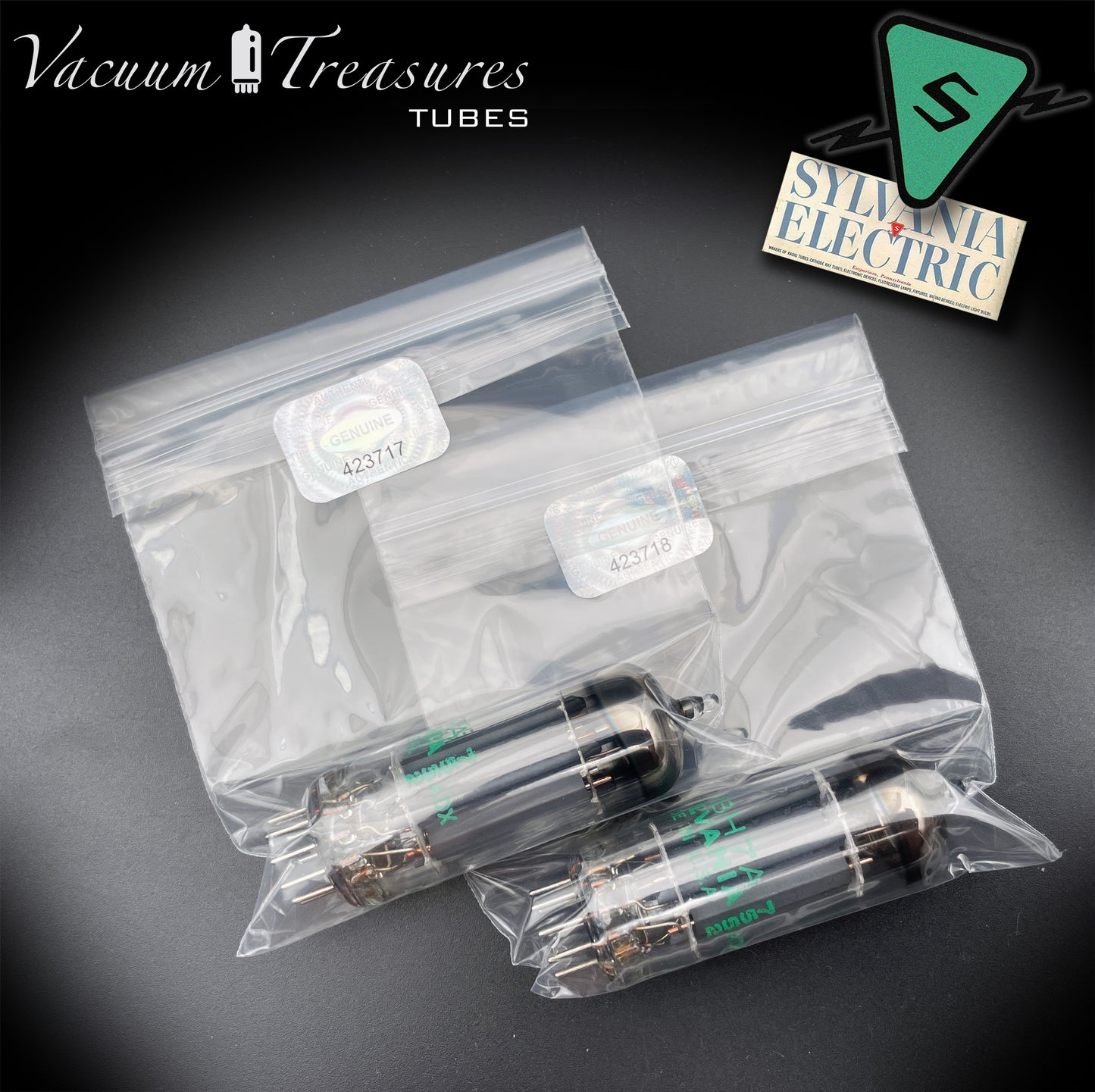 12BH7A NOS NIB Sylvania Gray Plates Halo Getter Matched Pair Tubes USA 1975