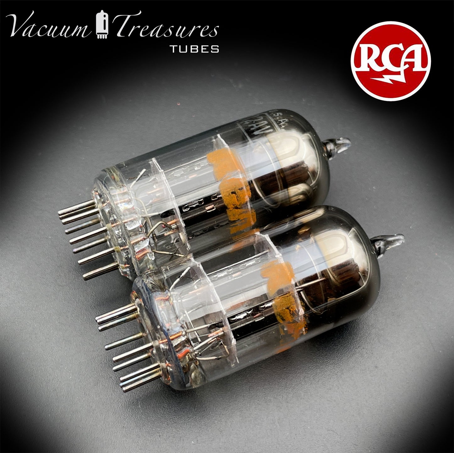 12AV7 RCA NOS NIB Black Plates Halo Getter Matched Pair Tubes Made in USA