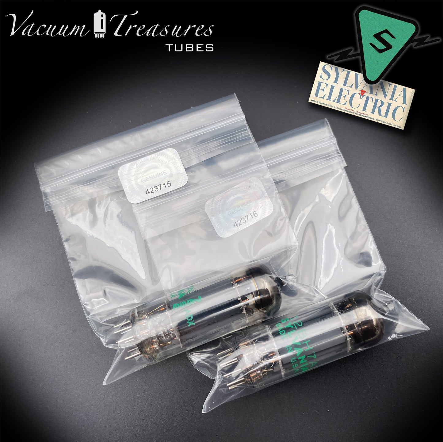 12BH7A ( 7032 ) NOS NIB Sylvania Gray Plates Halo Getter Matched Pair Tubes USA 1975