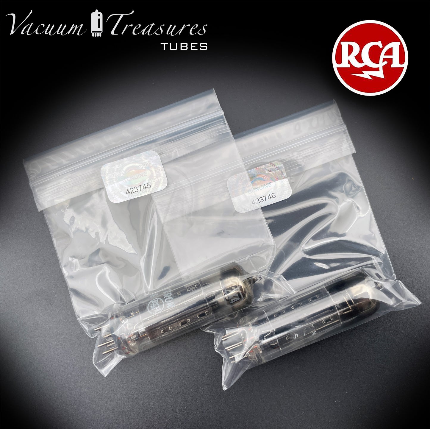 12X4 RCA NOS NIB Matched Pair Black Plates Foil Getter Tubes Rectifiers Made in USA '58