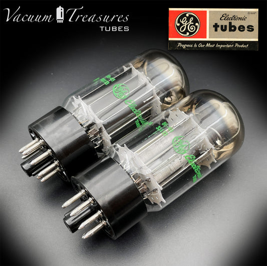 6AS7GA / 6080 GE NOS NIB Black Plate Green Print Matched Pair AMPLITREX Tested