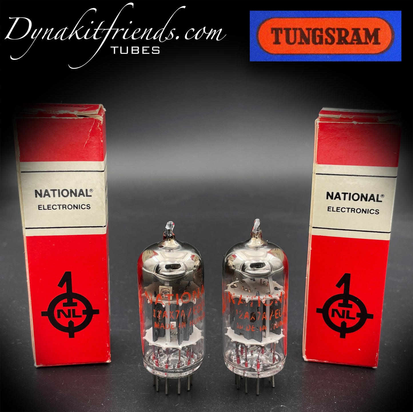 12AX7 A ( ECC83 ) TUNGSRAM Short Gray Plate Dual Post O Getter Matched Tubes Made in Hungary