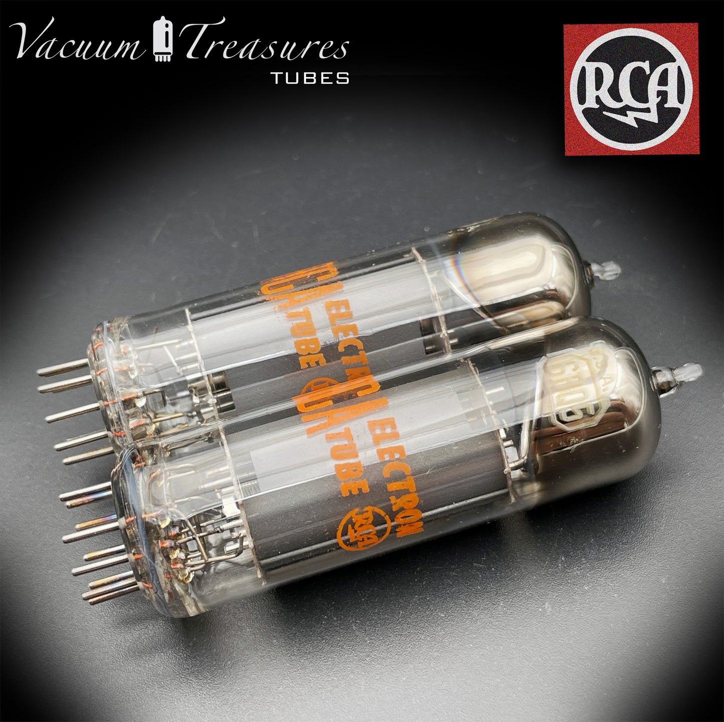 6BQ5 ( EL84 ) RCA NOS NIB Gray Plates Disc Halo Getter Tested Pair Tubes Made in USA '66