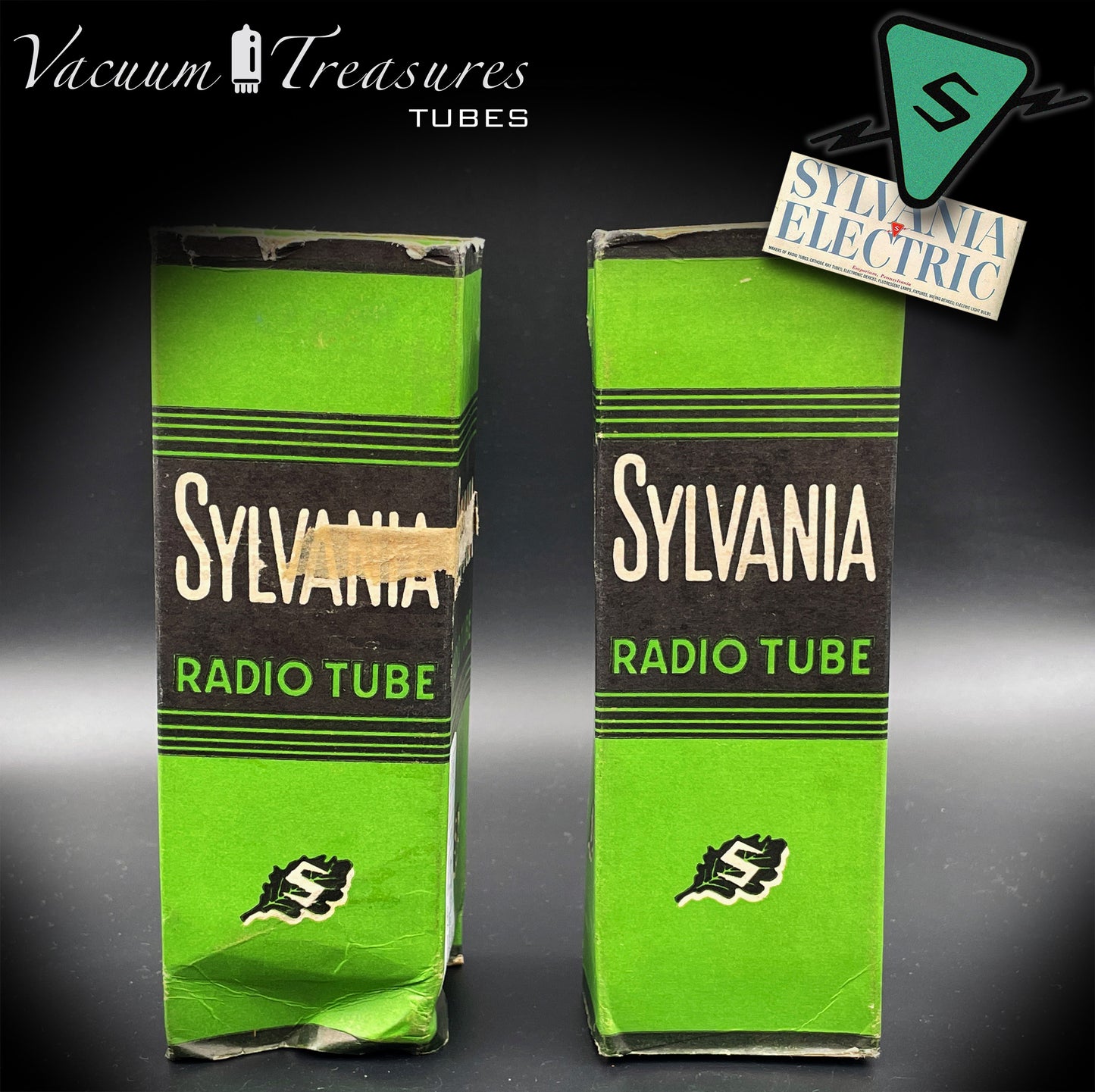 2A3 ( VT-95 ) SYLVANIA NOS NIB Hanging Filament Black Plates Foil Getter Matched Tubes Made in USA '40s