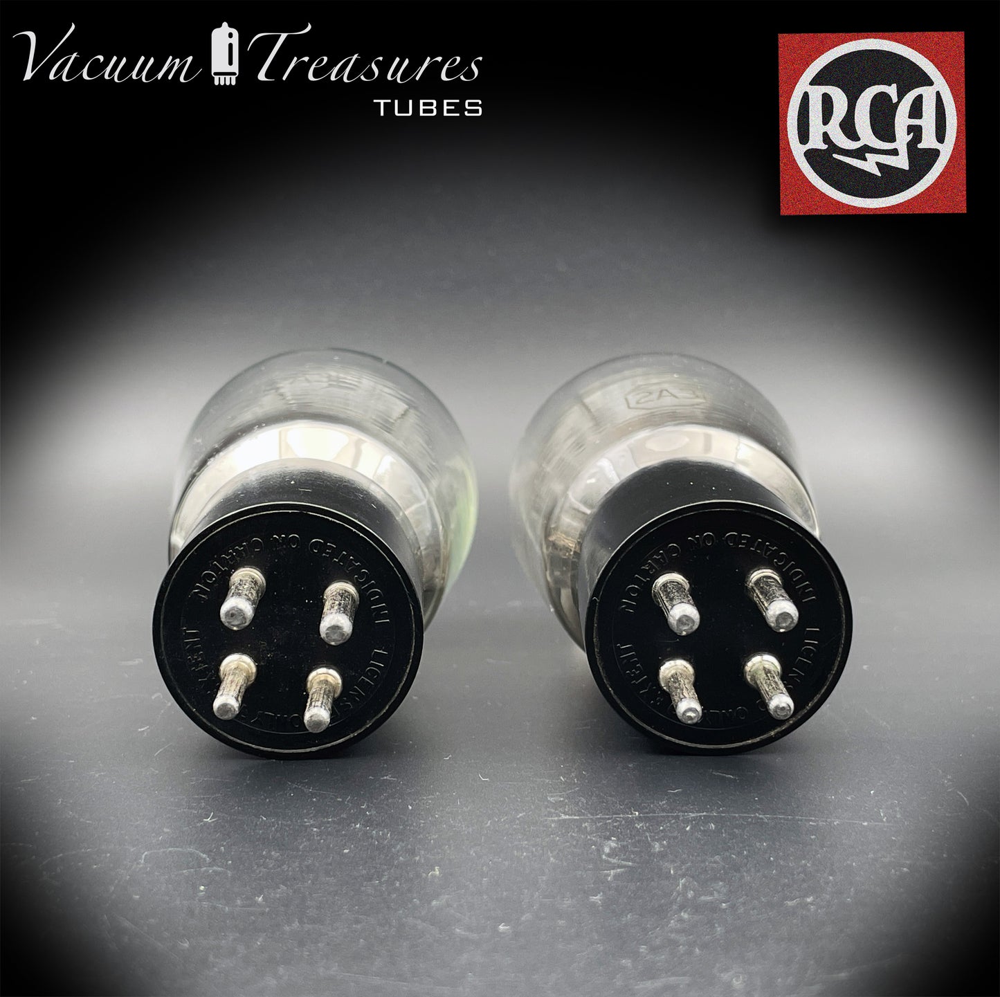 2A3 ( VT-95 ) RCA Bi-Plates Black Plates Dual Bottom Getter Matched Tubes Made in USA '50s