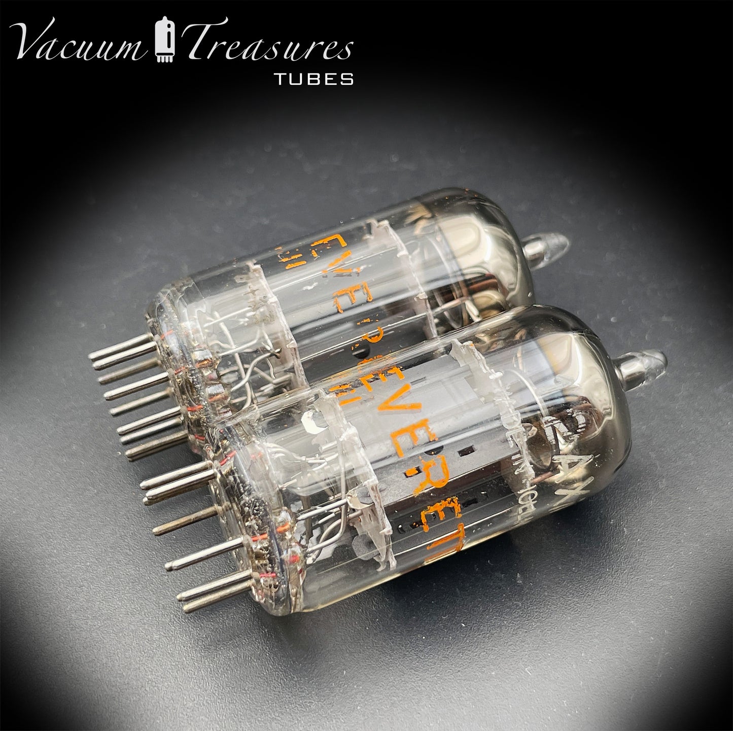 12AX7 / ECC83 NOS EVERETT by Philips Heerlen Matched Pair 1964 Short Gray Plates HOLLAND MADE